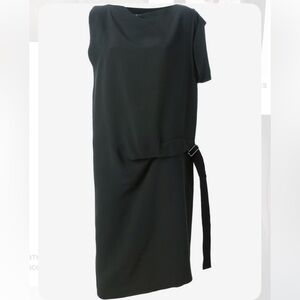 NWT TER ET BANTINE Black Wool Asymmetrical Dress - Made in Italy